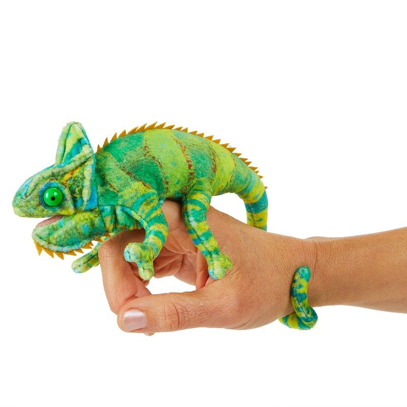 Folkmanis Puppets - Mini Chameleon Finger Puppet | Knock On Wood Toys