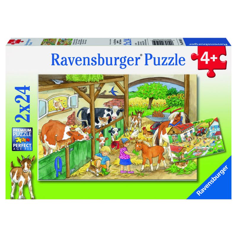 Ravensburger Puzzle - A Day At The Farm - 2x24pc | Knock On Wood Toys