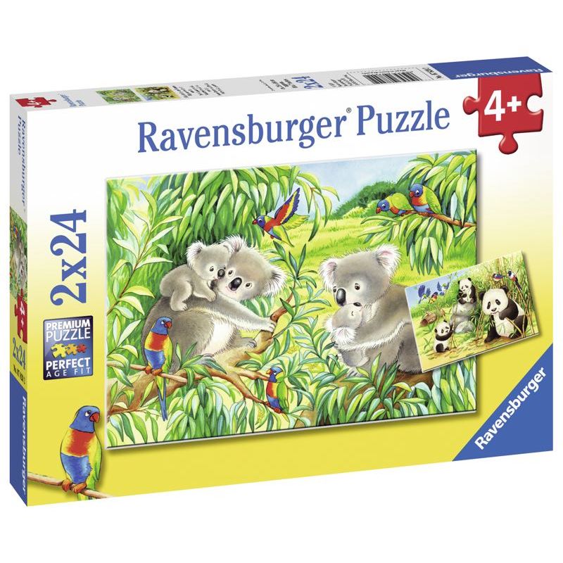 Ravensburger Puzzle Sweet Koalas And Pandas 2x24pc Knock On Wood Toys